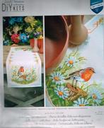 Cado vervaco borduurpakket loper roodborstje in margrieten, Ophalen of Verzenden, Nieuw, Handborduren, Borduurpakket