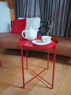 2 Ikea metalen bijzettafels rood, zga nieuw., 45 tot 60 cm, Minder dan 55 cm, Metaal of Aluminium, Rond