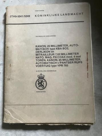 Handleiding manual Oerlikon kanon en mitrailleur oa YPR 765 beschikbaar voor biedingen