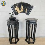 Vintage laquer Chinese plantentafels / piedestals / zuilen, Gebruikt, ., Ophalen of Verzenden, .