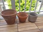 3x terracotta bloempot, Tuin en Terras, Bloempotten, Gebruikt, Rond, Ophalen of Verzenden, Minder dan 25 cm