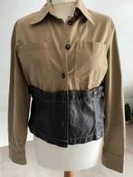 Qubha jasje khaki beige met bruin echt leer, Maat 38/40 (M), Beige, Ophalen of Verzenden, Zo goed als nieuw