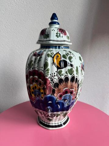 Vintage antiek Delfts polychroom pot/vaas beschikbaar voor biedingen