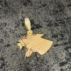 14k gouden panter kop hanger massief kettinghanger, Ophalen of Verzenden