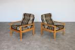vintage fauteuils | armchairs | jaren 70 | Zweeds, Huis en Inrichting, Fauteuils, Hout, Gebruikt, Minder dan 75 cm, Tim