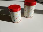 2 vintage blikken met leuk print, Overige materialen, Gebruikt, Overige typen, Ophalen of Verzenden