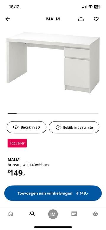 Ikea malm bureau zwart/bruin - afbeelding 4