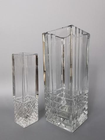 2 kubistisch kristal vazen retro vintage design glas sklo ? beschikbaar voor biedingen
