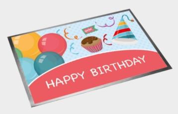 Feestelijke deurmat Happy Birthday te koop beschikbaar voor biedingen