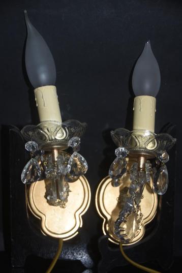 Brocante set fonkelende wandlampen met pegels beschikbaar voor biedingen