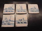 5 delftsblauwe tegels, Antiek en Kunst, Antiek | Wandborden en Tegels, Ophalen of Verzenden
