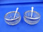 2 kristallen zoutvaatjes met zoutlepels zilver, Ophalen of Verzenden, Zilver