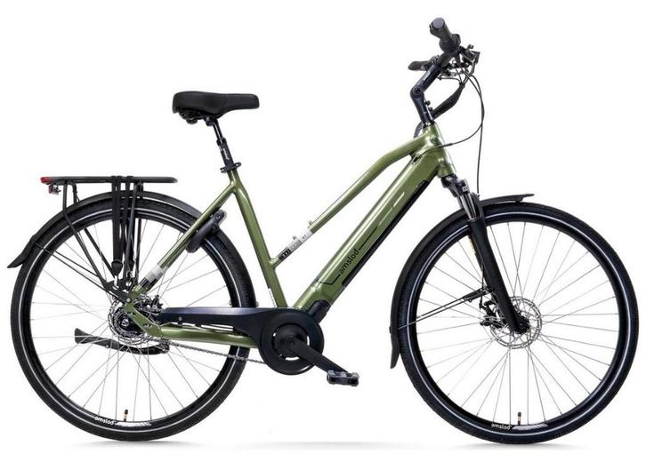 Amslod Dalton E-MV Damesfiets, 54cm, Groen, Fietsen en Brommers, Elektrische fietsen, Gebruikt, Overige merken, 51 tot 55 cm, 50 km per accu of meer