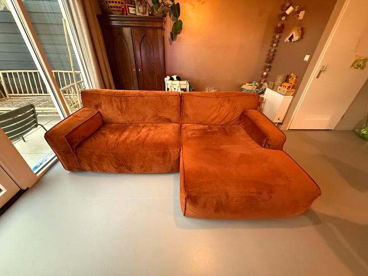 Fest Amsterdam Clay bank 1,5zits+longchair smallCopper, Huis en Inrichting, Banken | Bankstellen, Zo goed als nieuw, Hoekbank