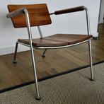 Zweedse fauteuil in teak en roestvast staal ..., Huis en Inrichting, Fauteuils, Ophalen, Gebruikt, 75 tot 100 cm, Maritiem