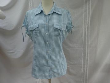 TOMMY HILFIGER blauw/wit geruite blouse - maat L