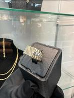14K Gouden Rolex-stijl Zegelring met Zirkonia, 20 of groter, Heer, Ophalen of Verzenden, Zo goed als nieuw