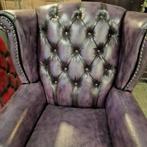 Chesterfield set bank + fauteuil antiek paars, Chesterfield, Nieuw, Ophalen of Verzenden, Rechte bank