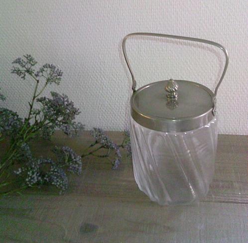 Antieke koekjes pot van Fries draadglas met beugel, Antiek en Kunst, Curiosa en Brocante, Ophalen of Verzenden