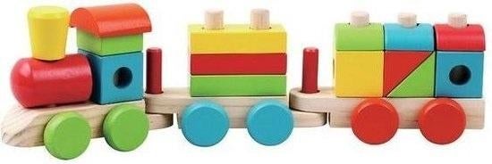 Jumini Houten blokken trein :18-delig Trein, Ophalen, Zo goed als nieuw, Overige typen