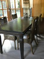 Eettafel + Rieten eetkamer stoelen, Ophalen, Gebruikt, 50 tot 100 cm, Vijf personen of meer