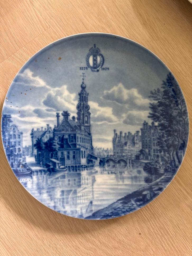 Delfts Blauw Herdenkingsbord Amsterdam 1275-1975, Antiek en Kunst, Antiek | Wandborden en Tegels, Ophalen of Verzenden