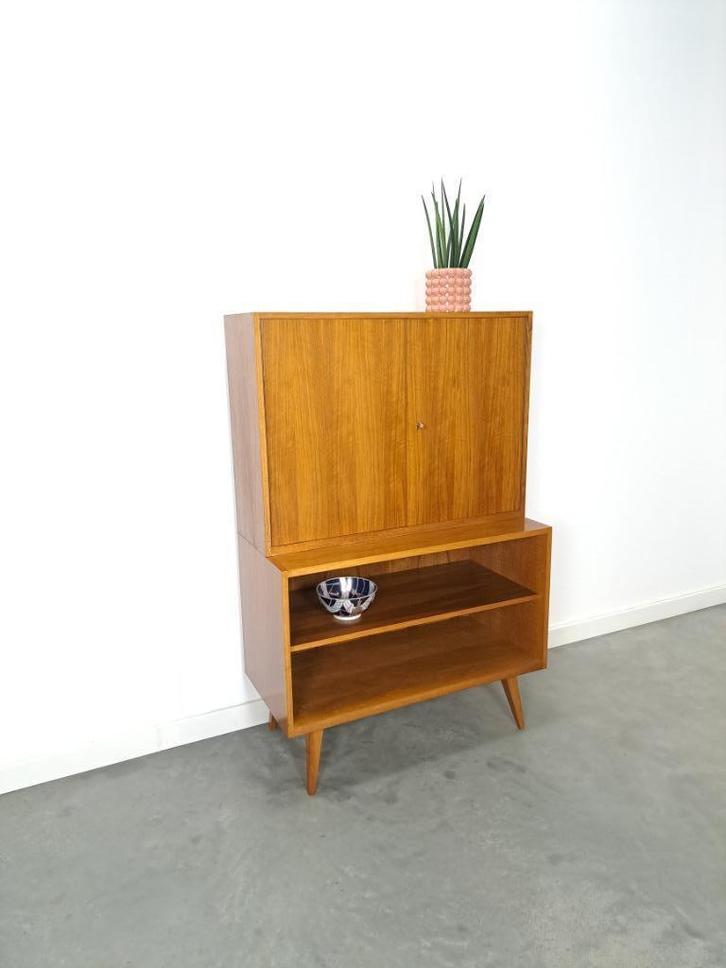 A.M.T. fineer kast met open vakken, vintage wandkast, Huis en Inrichting, Kasten | Overige, Gebruikt, Ophalen of Verzenden