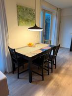 Dining table + 4 chairs, Ophalen, Gebruikt, 100 tot 150 cm, 50 tot 100 cm