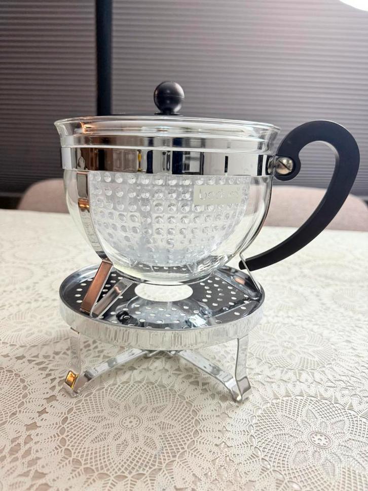 Bodum Theepot met Warmer - Glas & RVS Set, Huis en Inrichting, Keuken | Keukenbenodigdheden, Zo goed als nieuw, Ophalen