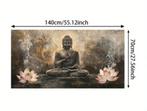 Mooie canvas print boeddha met lotusbloem. Afm. 140x70cm., 50 tot 75 cm, Nieuw, 125 cm of meer, Ophalen of Verzenden