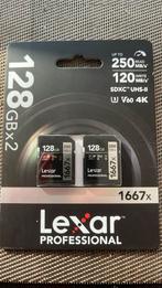 Lexar Professional 2x 128 Gb Scherpe prijs, Audio, Tv en Foto, Fotografie | Geheugenkaarten, SDXC, Nieuw, Ophalen of Verzenden