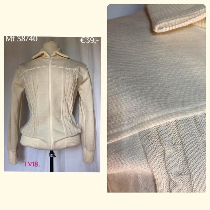 TV18. Vintage vest mt 38/40, Kleding | Dames, Truien en Vesten, Gedragen, Maat 38/40 (M), Beige, Verzenden
