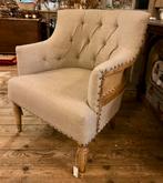 Nieuwe landelijke fauteuil mangohout linnen/jute, stoel, Zo goed als nieuw, De steeg, Il fienile, 50 tot 75 cm