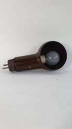 Vintage nachtlamp, stopcontactlamp, bruin metaal. 8A11, Huis en Inrichting, Lampen | Wandlampen, Gebruikt, Ophalen of Verzenden