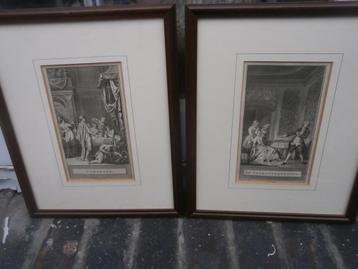 2 Mooie Oude Gravures, v Fabels DAMOKLES /Tegenspreekster beschikbaar voor biedingen