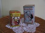 Droste * 2 x blik * afbeelding man & vrouw in trein coupé *, Verzamelen, Blikken, Ophalen of Verzenden, Gebruikt, Overige, Droste