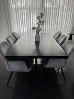 Eettafel met stoelen, Huis en Inrichting, Complete eetkamers, Ophalen of Verzenden, Zo goed als nieuw, Visgraat, 4 tot 6 stoelen