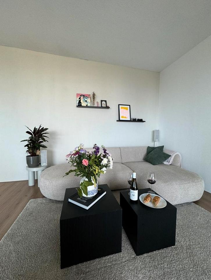 WOOOD - Set van 2 Sanne bijzettafels - Zwart vierkant, Huis en Inrichting, Tafels | Salontafels, Gebruikt, Minder dan 50 cm, Minder dan 50 cm