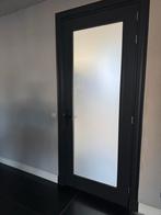 Houten binnendeur met melkglas - Gratis, Doe-het-zelf en Verbouw, Deuren en Horren, Ophalen, Gebruikt, 80 tot 100 cm, 215 cm of meer