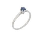 Saffier solitair 18k wit gouden dames ring briljant geslepen, Voordeelsieraden, Ophalen of Verzenden, Zo goed als nieuw, 17 tot 18