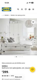 IKEA nordli bedframe 160x200, Ophalen, Gebruikt, Wit, Tweepersoons