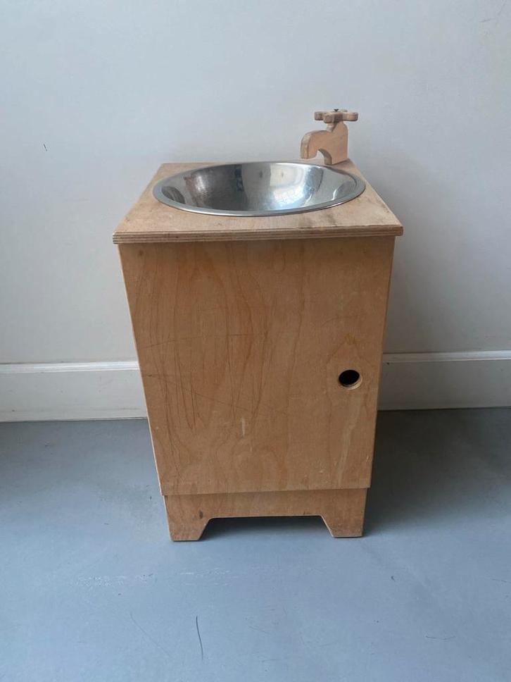 Houten Speelgoed Wastafeltje, Kinderen en Baby's, Speelgoed | Speelkeukens, Zo goed als nieuw, Speelkeuken-accessoire, Hout, Ophalen of Verzenden