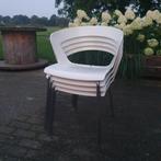 Stapelbare witte stoelen, Huis en Inrichting, Stoelen, Ophalen, Gebruikt, Wit, Vier
