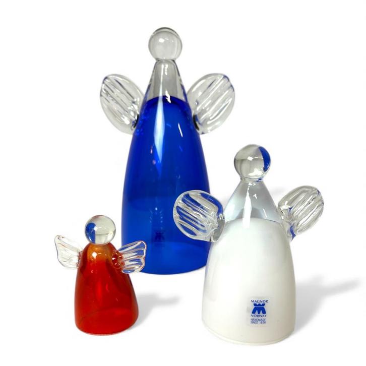 Set van 3 glazen engeltjes Magnor Glasswork, Huis en Inrichting, Woonaccessoires | Overige, Gebruikt, Ophalen of Verzenden