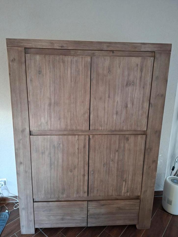 Buffetkast acacia hardhout lightgrey, Huis en Inrichting, Kasten | Buffetkasten, Zo goed als nieuw, 150 tot 200 cm, 100 tot 150 cm