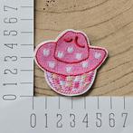 Strijk embleem applicatie Patch Roze discobal met cowboy hoe