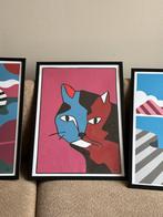 Piet Parra poster ‘Earl the cat’ ingelijst, Verzamelen, Ophalen, Rechthoekig Staand, Met lijst, Deurposter of groter