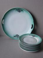 Art Deco gebaksschaal met 9 schoteltjes, Ophalen of Verzenden