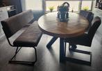 Eetkamerbank + 2 stoelen, Ophalen, Gebruikt, Minder dan 4 stoelen