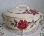 Franse dekschaal rode roos - Digoin Sarreguemines? Cannes?, Antiek en Kunst, Ophalen of Verzenden